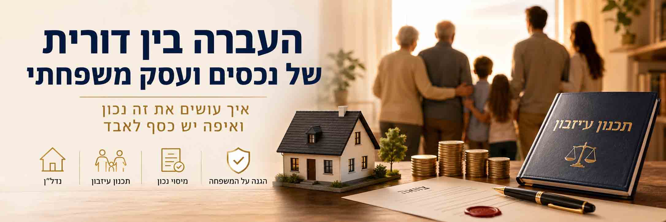 העברה בין דורית של נכסים ועסק משפחתי – בית, מסמכים משפטיים, מטבעות ובני משפחה משלושה דורות