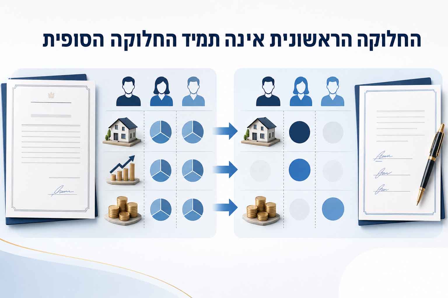 חלוקה ראשונית של העיזבון לעומת חלוקה מוסכמת בהסכם בין היורשים