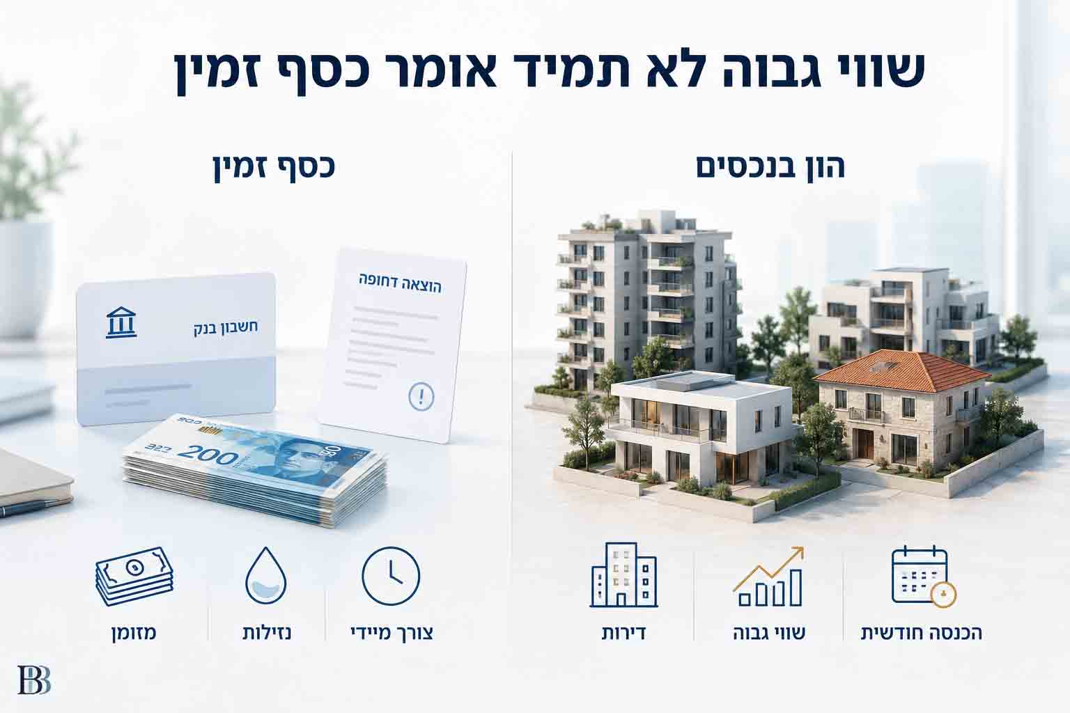 ההבדל בין שווי נכסי נדל"ן משפחתיים לבין כסף נזיל הזמין לצורך מיידי