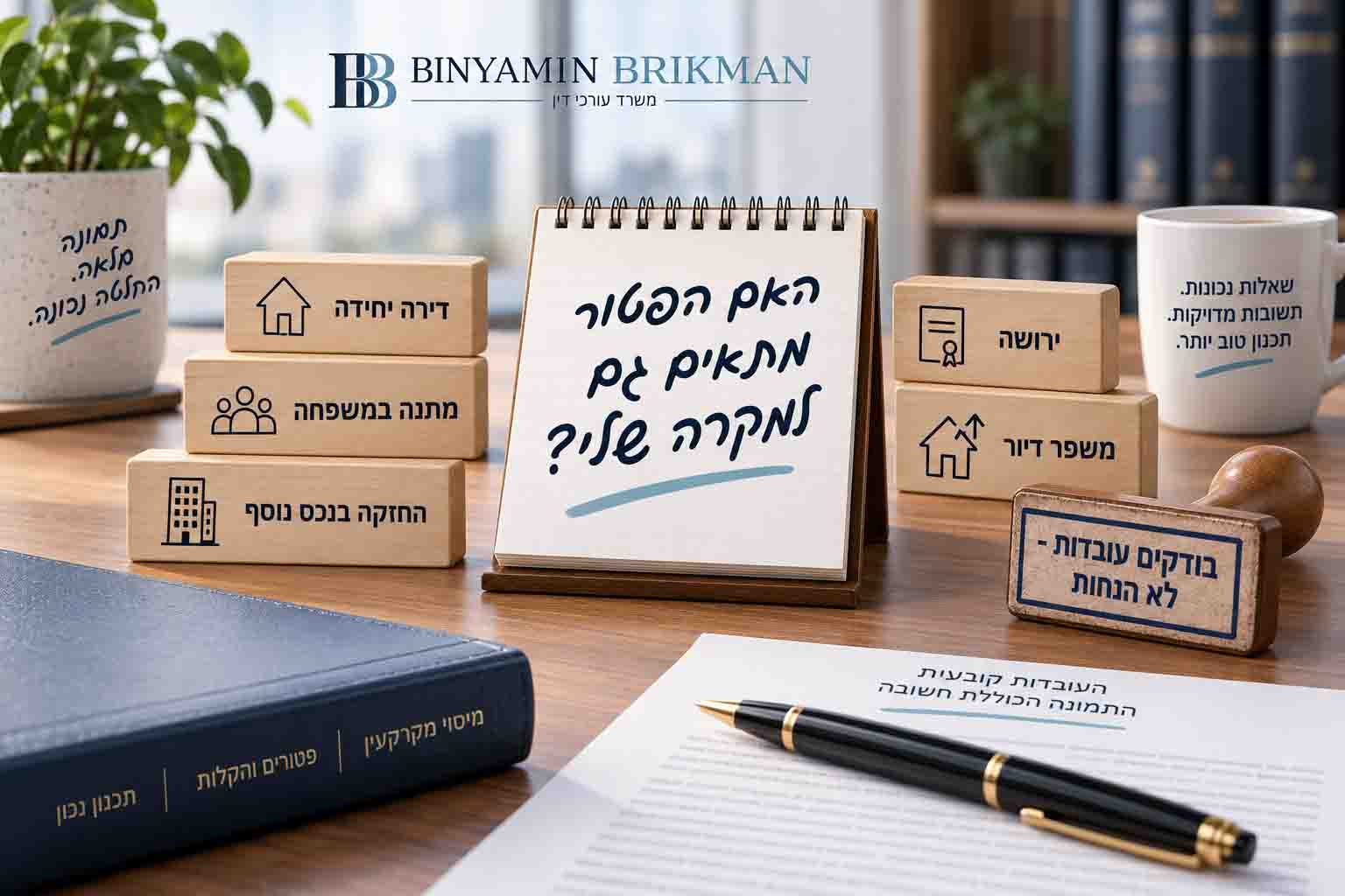 בדיקת זכאות לפטור במיסוי מקרקעין לפי דירה יחידה, ירושה, מתנה במשפחה וזכויות בנכס נוסף